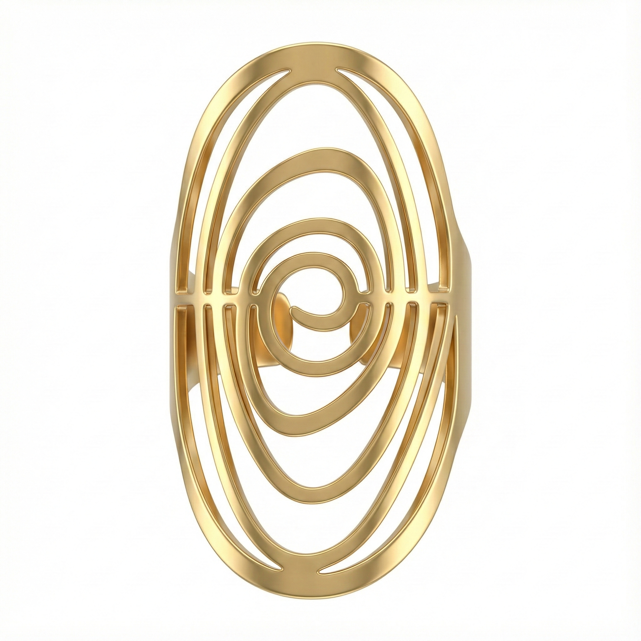 bague acier inoxydable doré spirale ajourée vue large